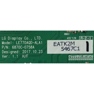 T-CON PARA TV LG OLED / NUMERO DE PARTE 6871L-5467C / 6870C-0758A / 5467C / LE770AQD-ALA1 / PANEL LE770AQD (AL)(A1) / MODELO OLED77C8PUA / OLED77C8PUA.BUSWLJR - Imagen 2